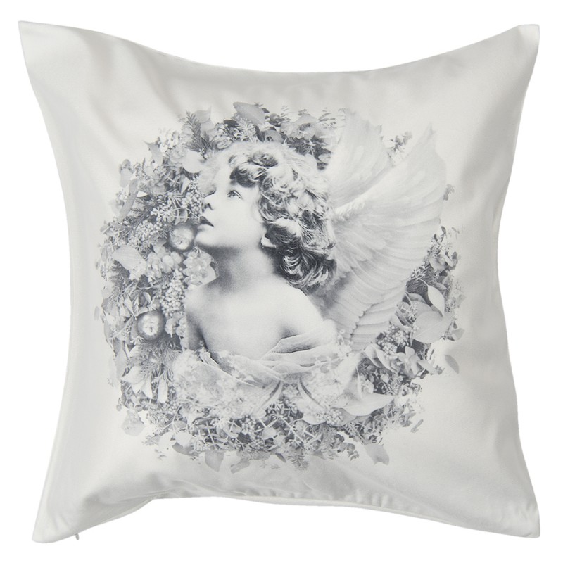 KT021.264 Cushion Cover 45x45 cm White Polyester Angel Square Pillow Cover
