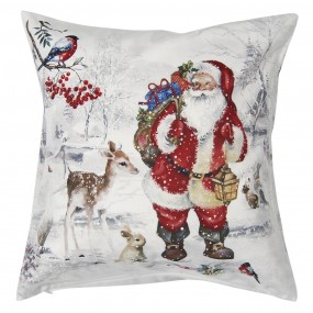 2KT021.265 Cushion Cover 45x45 cm White Polyester Santa Claus Square Pillow Cover