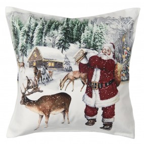 2KT021.276 Cushion Cover 45x45 cm White Polyester Santa Claus Square Pillow Cover