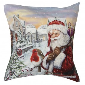 2KT021.278 Cushion Cover 45x45 cm White Polyester Santa Claus Square Pillow Cover