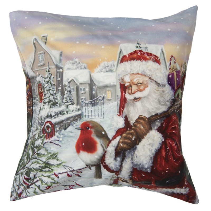 KT021.278 Cushion Cover 45x45 cm White Polyester Santa Claus Square Pillow Cover