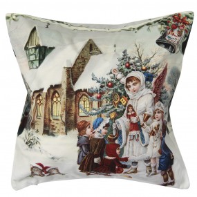 2KT021.280 Cushion Cover 45x45 cm White Polyester Christmas Square Pillow Cover