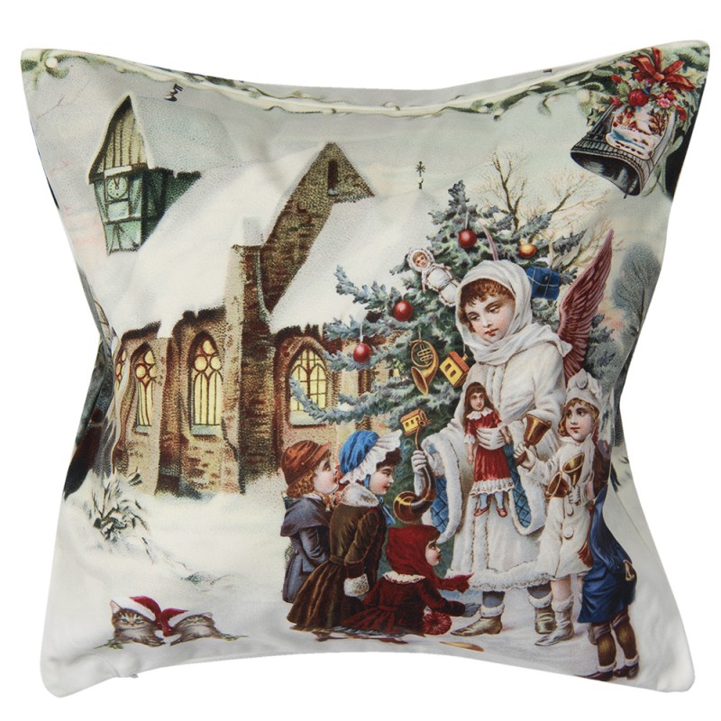 KT021.280 Cushion Cover 45x45 cm White Polyester Christmas Square Pillow Cover
