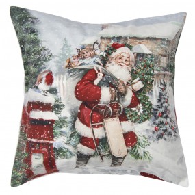 2KT021.282 Cushion Cover 45x45 cm White Polyester Santa Claus Square Pillow Cover