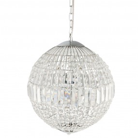 25LL-CR124 Chandelier Ø 40x48 cm Silver colored Metal Glass Round Pendant Lamp