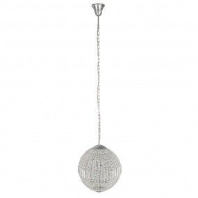 25LL-CR124 Chandelier Ø 40x48 cm Silver colored Metal Glass Round Pendant Lamp