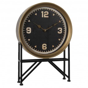26KL0664 Floor Clock 35x8x53 cm Black Gold colored Iron Glass Mantel Clock