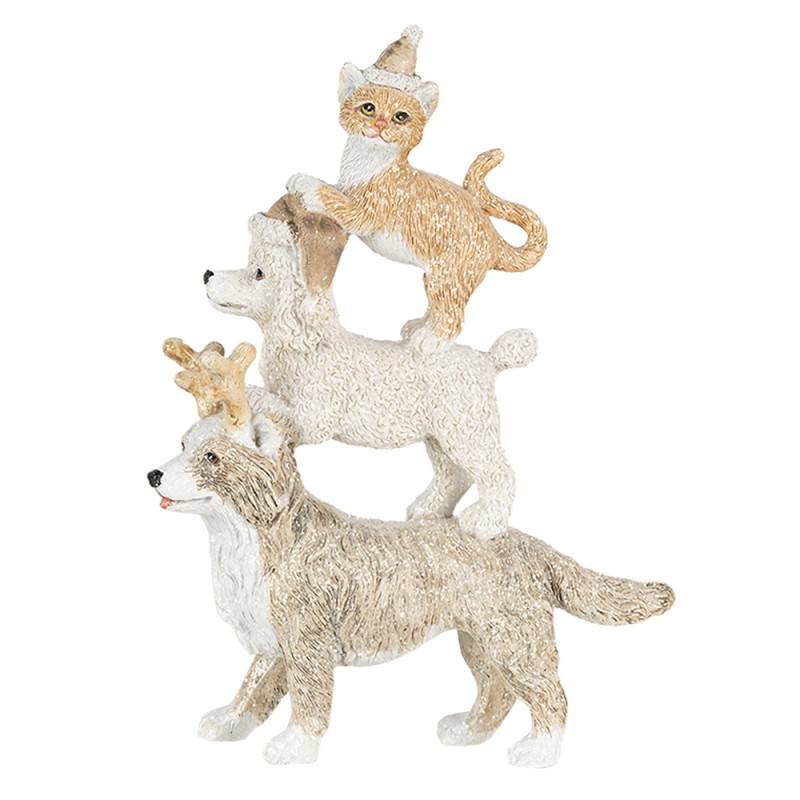 6PR4647 Figurine Animals 12x4x17 cm Grey Beige Polyresin Animals Christmas Decoration