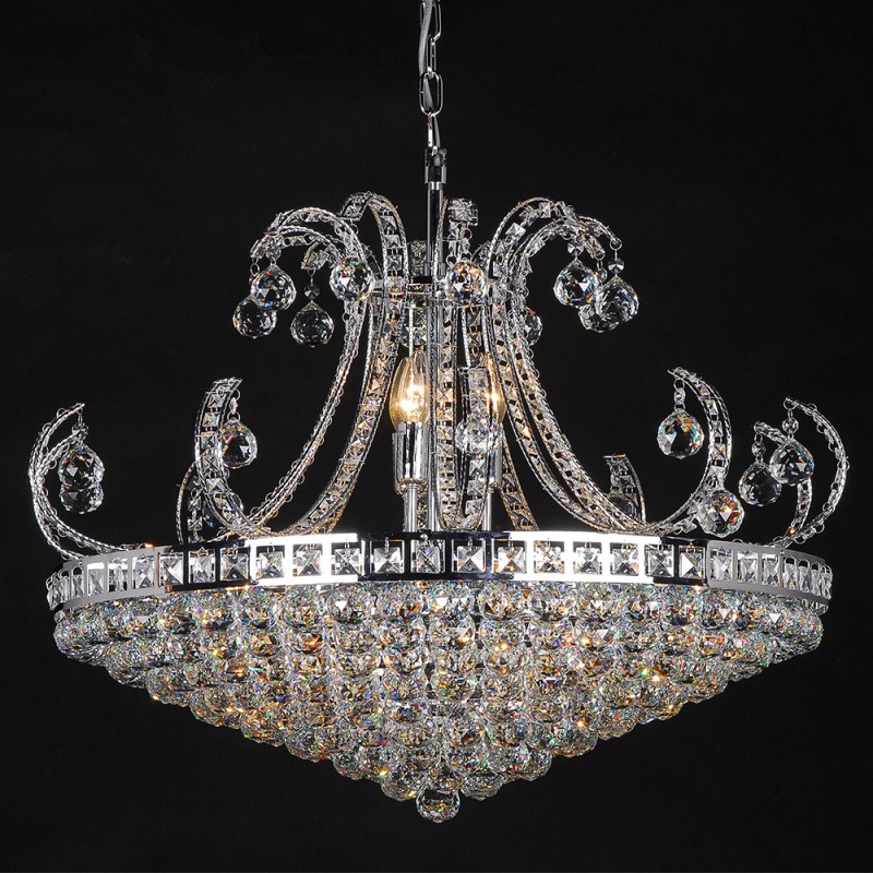 5LL-CR28 Chandelier Ø 80x60/182 cm  Silver colored Iron Glass Pendant Lamp