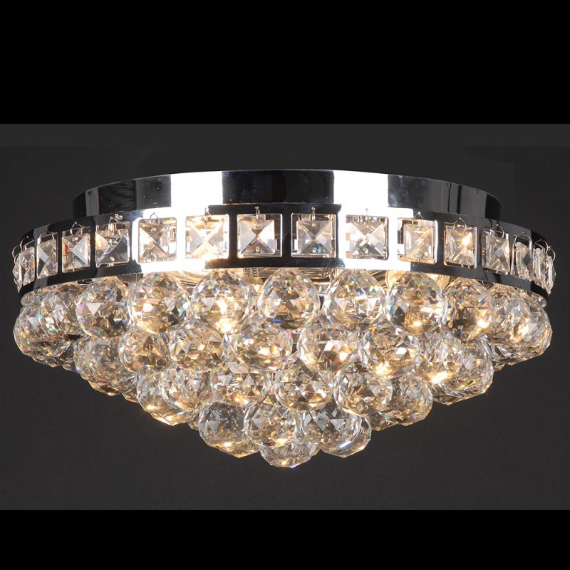 5LL-CR41 Lampada da soffitto in cristallo Ø 40x20 cm  Color argento Ferro Vetro Plafoniera