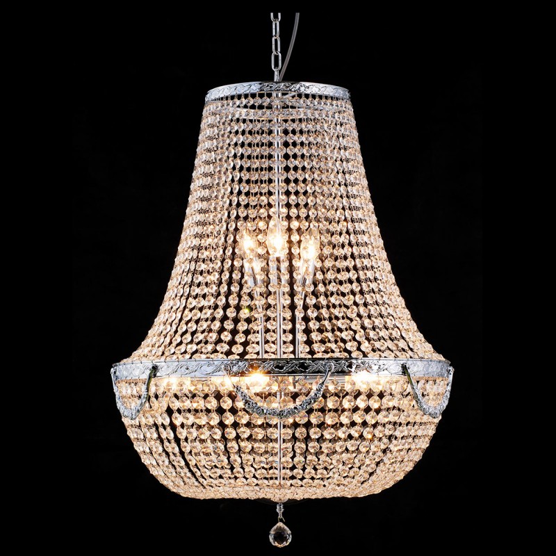 5LL-CR52 Chandelier Ø 60x85-200 cm Silver colored Iron Glass Pendant Lamp