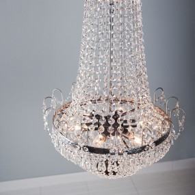 25LL-CR91 Chandelier Ø 50x113 cm  Silver colored Iron Glass Pendant Lamp