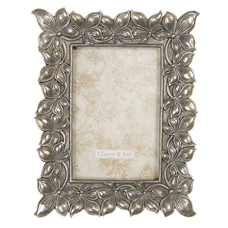 2F0761 Photo Frame 10x15 cm Silver colored Plastic Flowers Rectangle Picture Frame