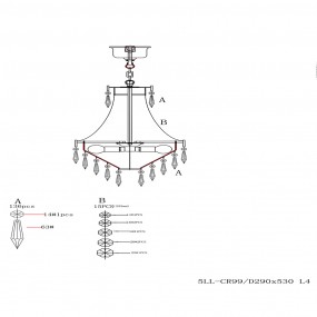 25LL-CR99 Lustre Ø 30x50 cm Transparent Fer Verre Lampes à suspension
