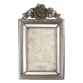 22F0765 Photo Frame 10x15 cm Silver colored Plastic Flowers Rectangle Picture Frame