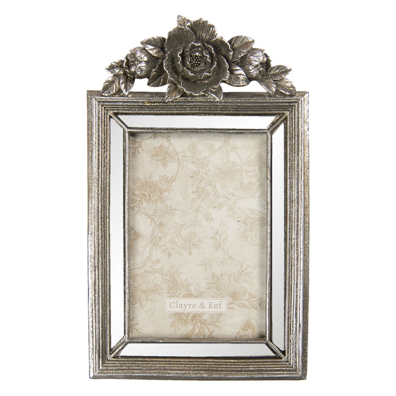 2F0765 Photo Frame 10x15 cm Silver colored Plastic Flowers Rectangle Picture Frame