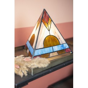25LL-6118 Lampada da tavolo Tiffany 26x26x30 cm  Marrone Vetro Lampada da scrivania Tiffany