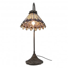 25LL-6163 Table Lamp Tiffany Ø 20x51 cm  Brown Beige Metal Glass Desk Lamp Tiffany