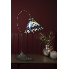 25LL-6163 Table Lamp Tiffany Ø 20x51 cm  Brown Beige Metal Glass Desk Lamp Tiffany