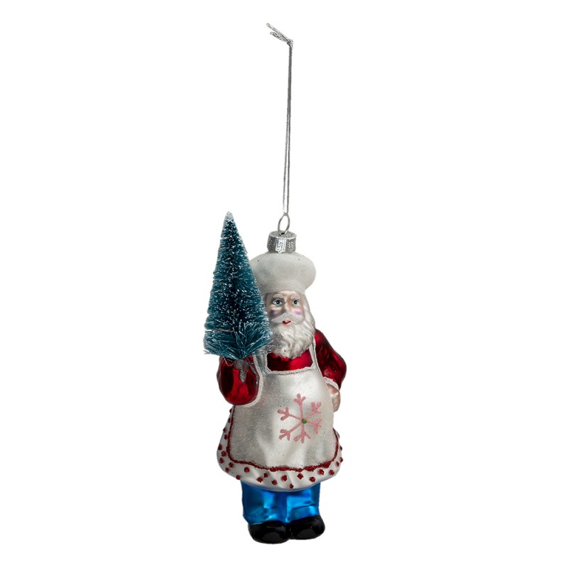 6GL3326 Christmas Ornament Santa Claus 16 cm Red Blue Glass Christmas Bauble