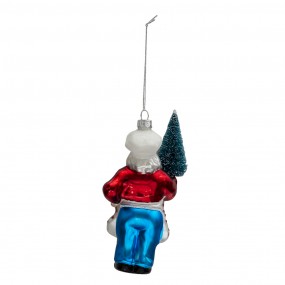 26GL3326 Christmas Ornament Santa Claus 16 cm Red Blue Glass Christmas Bauble