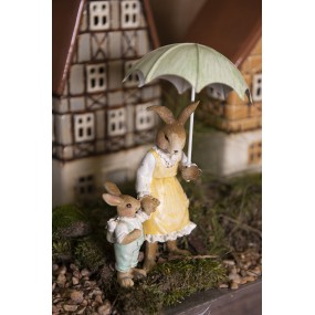 26PR3266 Figurine Rabbit 13 cm Brown Yellow Polyresin Home Accessories
