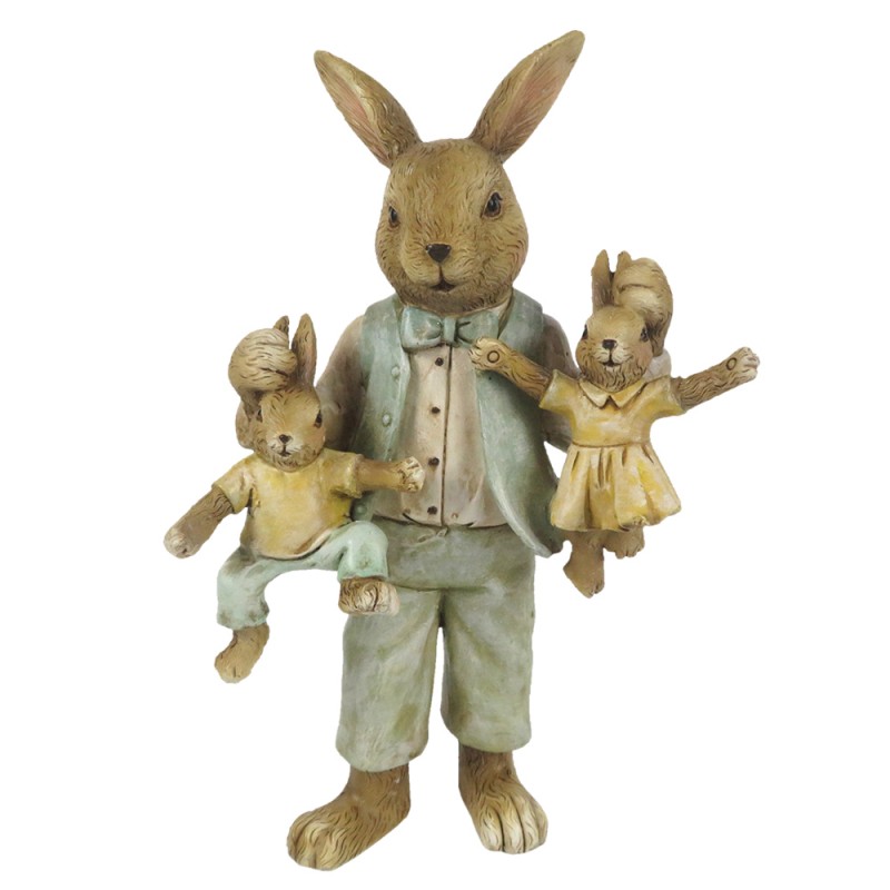 6PR3273 Figurine Rabbit 19 cm Green Brown Polyresin Home Accessories