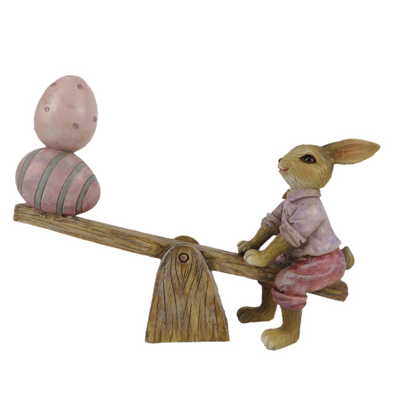 6PR3283 Figurine Rabbit 12 cm Brown Pink Polyresin Home Accessories