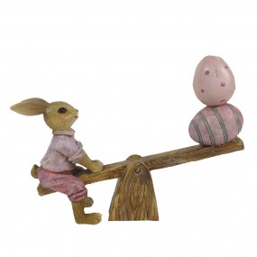 26PR3283 Figurine Rabbit 12 cm Brown Pink Polyresin Home Accessories