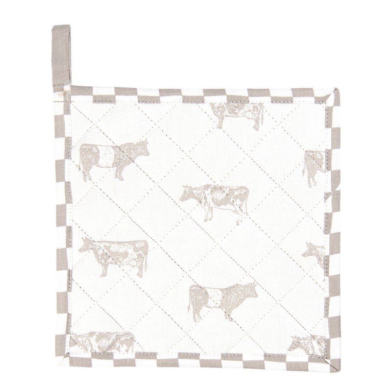 LWC45N Pot Holder 20*20 cm Beige White Cotton Cow`s Square