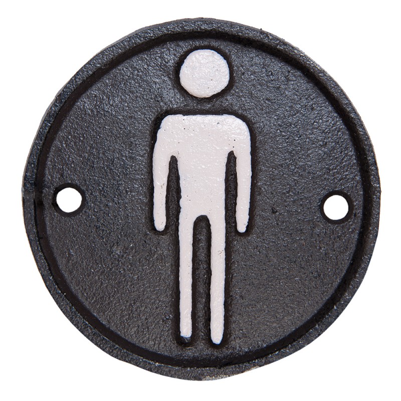 6Y1980 Cartello del bagno delle uomini Ø 8 cm Marrone Ferro Uomo  Rotondo Cartello il toilette