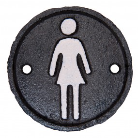 26Y1981 Ladies' Toilet Sign Ø 8 cm Brown Iron Woman Round Bathroom Sign