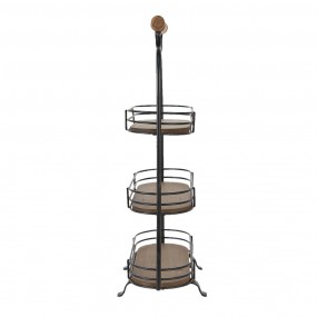 25Y0962 3-Tiered Stand 51 cm Black Brown Iron Wood Oval