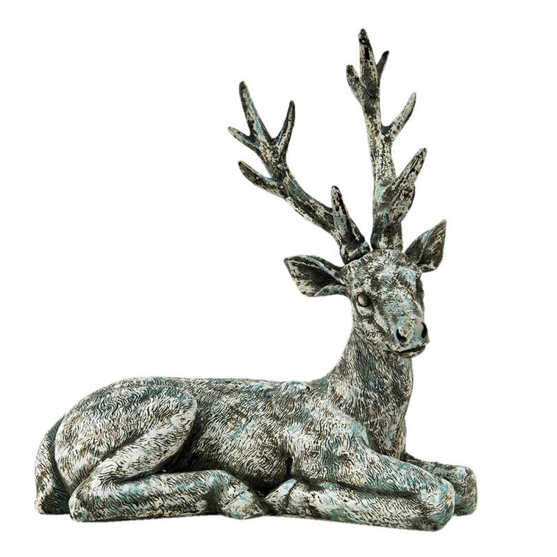 6PR3528 Figurine Deer 30x15x32 cm Green White Polyresin Home Accessories