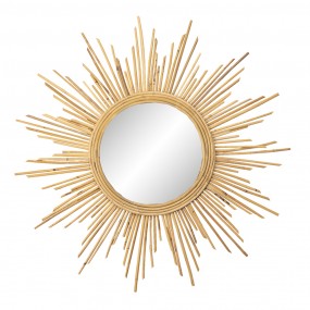 252S262 Mirror Sun Ø 80 cm Gold colored Rattan Large Mirror