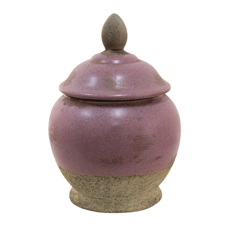 6CE1383 Storage Jar Ø 19x26 cm Pink Beige Ceramic Storage Pot