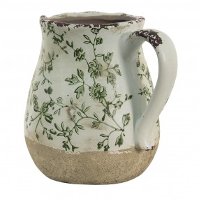 26CE1386M Decoration can 1100 ml Green White Ceramic Leaves Water Jug