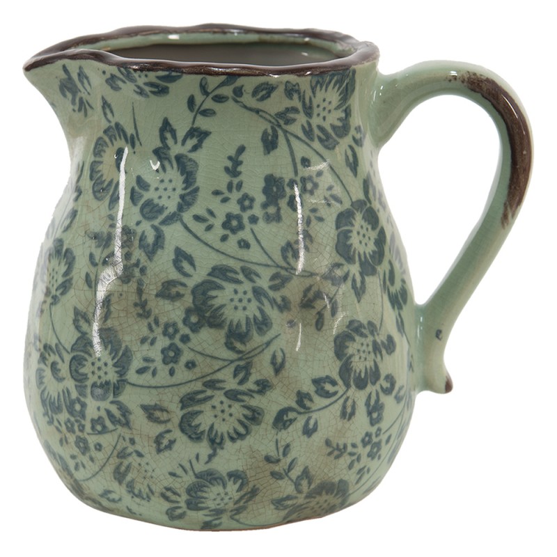 6CE1390L Decoration can 2300 ml Green Ceramic Flowers Water Jug