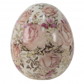 26CE1415L Figurine Egg Ø 14x16 cm Pink Ceramic Flowers Round Home Accessories
