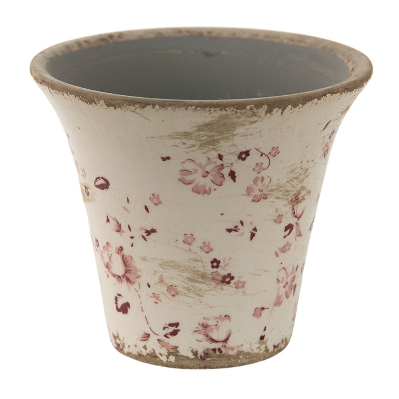 Ce Bloempot X Cm Roze Beige Keramiek Bloemen Rond Bloempot