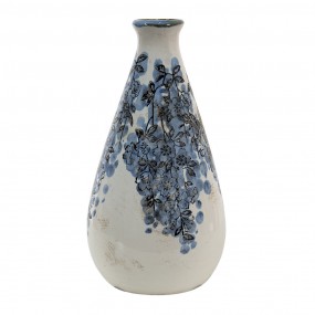 26CE1424M Vase Ø 11x21 cm Blau Beige Keramik Blumen Dekoration Vase