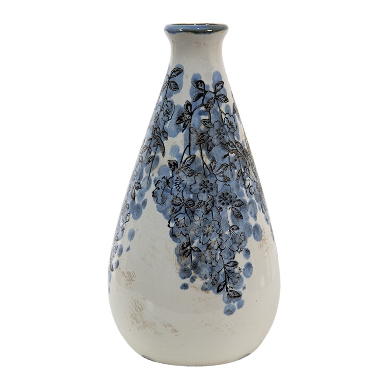 6CE1424M Vase Ø 11x21 cm Blau Beige Keramik Blumen Dekoration Vase