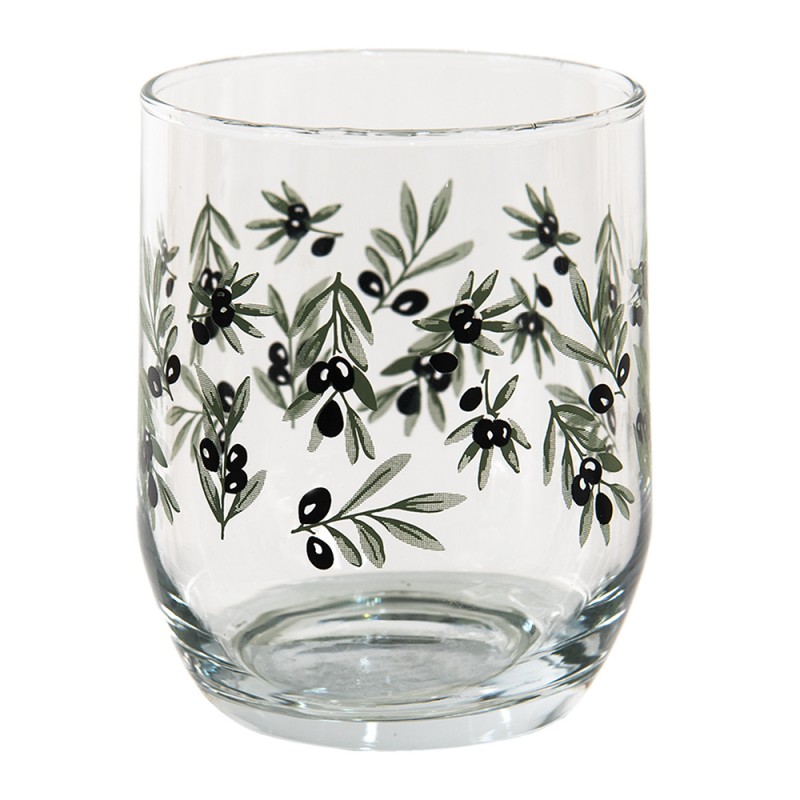 6GL3553 Water Glass 300 ml Glass Olive Branch Drinking Cup
