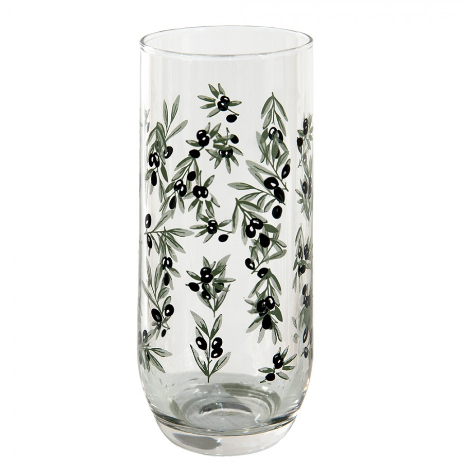 6GL3554 Water Glass 280 ml Glass Olive Branch Drinking Cup