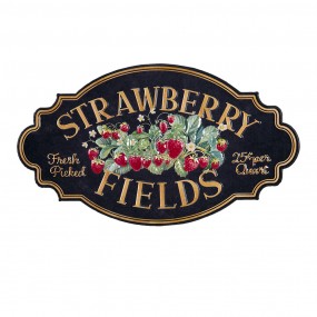 26Y4690 Text Sign 48x27 cm Black Iron Strawberries Wall Board