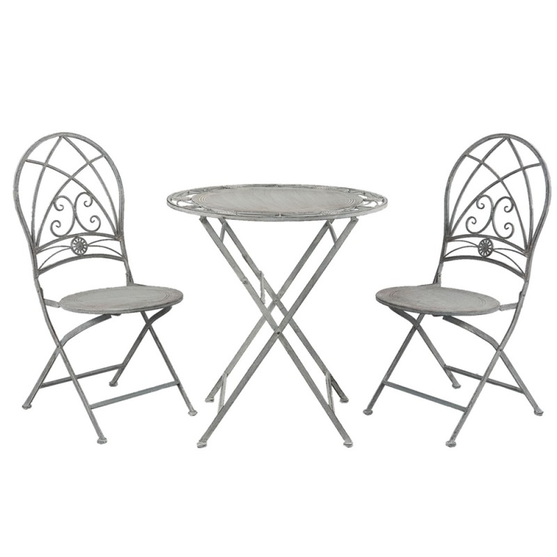 5Y0387 Bistro Set Bistro Table Bistro Chair Set of 3 Ø 70x76 cm Grey Iron Balcony Set