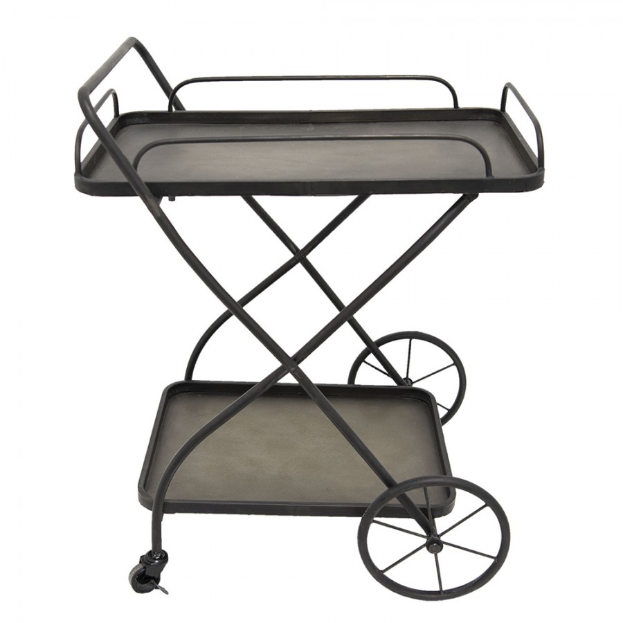 5Y0420 Kitchen Trolley on Wheels 65x53x80 cm Black Iron Rectangle Side ...