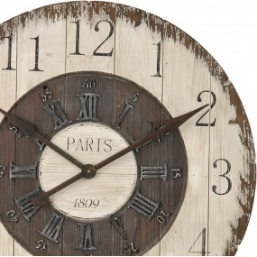 24KL0049 Wall Clock Ø 80cm White Wood Plastic Round Hanging Clock