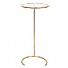 250363 Side Table Ø 30x66 cm Gold colored Metal Glass Round