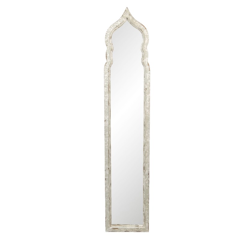 52S197 Specchio 30x150 cm Bianco Legno  Rettangolo Grande specchio